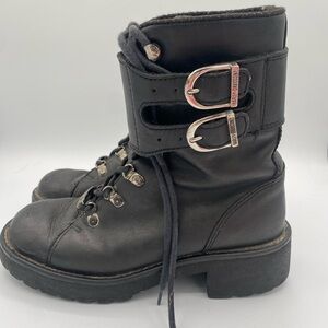 Harley-Davidson Black Leather Boots with Silver Accents women’s size 7